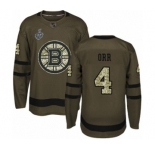 Men's Boston Bruins #4 Bobby Orr Authentic Green Salute to Service 2019 Stanley Cup Final Bound Hockey Jersey