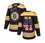 Men's Boston Bruins #41 Jaroslav Halak Authentic Black USA Flag Fashion 2019 Stanley Cup Final Bound Hockey Jersey