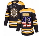 Men's Boston Bruins #43 Danton Heinen Authentic Black USA Flag Fashion 2019 Stanley Cup Final Bound Hockey Jersey