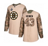 Men's Boston Bruins #43 Danton Heinen Authentic Camo Veterans Day Practice 2019 Stanley Cup Final Bound Hockey Jersey