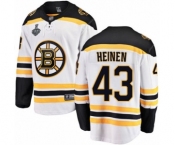 Men's Boston Bruins #43 Danton Heinen Authentic White Away Fanatics Branded Breakaway 2019 Stanley Cup Final Bound Hockey Jersey