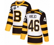 Men's Boston Bruins #46 David Krejci Authentic White Winter Classic 2019 Stanley Cup Final Bound Hockey Jersey