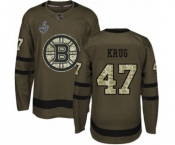 Men's Boston Bruins #47 Torey Krug Authentic Green Salute to Service 2019 Stanley Cup Final Bound Hockey Jersey