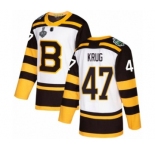 Men's Boston Bruins #47 Torey Krug Authentic White Winter Classic 2019 Stanley Cup Final Bound Hockey Jersey