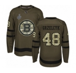 Men's Boston Bruins #48 Matt Grzelcyk Authentic Green Salute to Service 2019 Stanley Cup Final Bound Hockey Jersey
