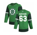 Men's Boston Bruins #63 Brad Marchand 2020 St. Patrick's Day Stitched Hockey Jersey Green