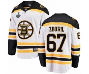 Men's Boston Bruins #67 Jakub Zboril Authentic White Away Fanatics Branded Breakaway 2019 Stanley Cup Final Bound Hockey Jersey