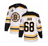 Men's Boston Bruins #68 Jaromir Jagr Authentic White Away 2019 Stanley Cup Final Bound Hockey Jersey