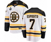 Men's Boston Bruins #7 Phil Esposito Authentic White Away Fanatics Branded Breakaway 2019 Stanley Cup Final Bound Hockey Jersey
