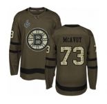 Men's Boston Bruins #73 Charlie McAvoy Authentic Green Salute to Service 2019 Stanley Cup Final Bound Hockey Jersey