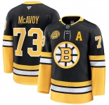 Men's Boston Bruins #73 Charlie McAvoy Black 100th Anniversary With Patch Stitched Hockey Jersey