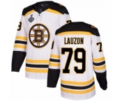 Men's Boston Bruins #79 Jeremy Lauzon Authentic White Away 2019 Stanley Cup Final Bound Hockey Jersey