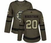 Women Adidas Boston Bruins #20 Joakim Nordstrom Authentic Green Salute to Service NHL Jersey