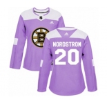 Women Adidas Boston Bruins #20 Joakim Nordstrom Authentic Purple Fights Cancer Practice NHL Jersey