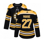 Women Adidas Boston Bruins #27 John Moore Authentic Black Home NHL Jersey