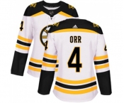 Women Adidas Boston Bruins #4 Bobby Orr Authentic White Away NHL Jersey