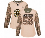 Women Adidas Boston Bruins #56 Axel Andersson Authentic Camo Veterans Day Practice NHL Jersey