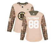 Women Adidas Boston Bruins #88 David Pastrnak Camo Authentic 2017 Veterans Day Stitched NHL Jersey