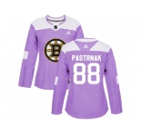 Women Adidas Boston Bruins #88 David Pastrnak Purple Authentic Fights Cancer Stitched NHL Jersey