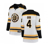 Women Boston Bruins #4 Bobby Orr Authentic White Away Fanatics Branded Breakaway NHL Jersey