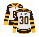 Women's Adidas Boston Bruins #30 Gerry Cheevers Authentic White 2019 Winter Classic NHL Jersey