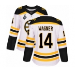 Women's Boston Bruins #14 Chris Wagner Authentic White Away 2019 Stanley Cup Final Bound Hockey Jersey
