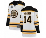 Women's Boston Bruins #14 Chris Wagner Authentic White Away Fanatics Branded Breakaway 2019 Stanley Cup Final Bound Hockey Jersey