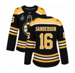 Women's Boston Bruins #16 Derek Sanderson Premier Black Home 2019 Stanley Cup Final Bound Hockey Jersey