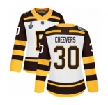 Women's Boston Bruins #30 Gerry Cheevers Authentic White Winter Classic 2019 Stanley Cup Final Bound Hockey Jersey