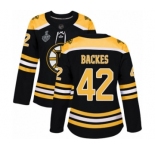 Women's Boston Bruins #42 David Backes Authentic Black Home 2019 Stanley Cup Final Bound Hockey Jersey
