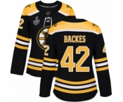 Women's Boston Bruins #42 David Backes Authentic Black Home 2019 Stanley Cup Final Bound Hockey Jersey