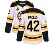 Women's Boston Bruins #42 David Backes Authentic White Away 2019 Stanley Cup Final Bound Hockey Jersey