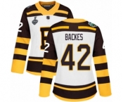 Women's Boston Bruins #42 David Backes Authentic White Winter Classic 2019 Stanley Cup Final Bound Hockey Jersey
