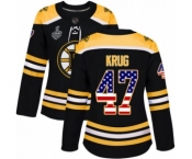 Women's Boston Bruins #47 Torey Krug Authentic Black USA Flag Fashion 2019 Stanley Cup Final Bound Hockey Jersey