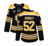 Women's Boston Bruins #52 Sean Kuraly Authentic Black Home 2019 Stanley Cup Final Bound Hockey Jersey