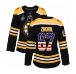 Women's Boston Bruins #67 Jakub Zboril Authentic Black USA Flag Fashion 2019 Stanley Cup Final Bound Hockey Jersey