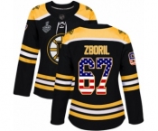 Women's Boston Bruins #67 Jakub Zboril Authentic Black USA Flag Fashion 2019 Stanley Cup Final Bound Hockey Jersey
