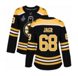 Women's Boston Bruins #68 Jaromir Jagr Authentic Black Home 2019 Stanley Cup Final Bound Hockey Jersey