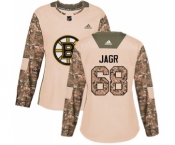 Women's Boston Bruins #68 Jaromir Jagr Authentic Camo Veterans Day Practice Hockey Jersey