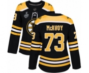 Women's Boston Bruins #73 Charlie McAvoy Authentic Black Home 2019 Stanley Cup Final Bound Hockey Jersey