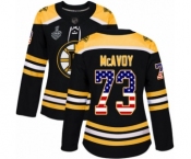 Women's Boston Bruins #73 Charlie McAvoy Authentic Black USA Flag Fashion 2019 Stanley Cup Final Bound Hockey Jersey