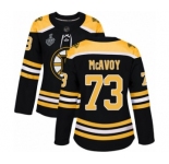 Women's Boston Bruins #73 Charlie McAvoy Premier Black Home 2019 Stanley Cup Final Bound Hockey Jersey