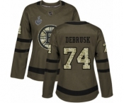Women's Boston Bruins #74 Jake DeBrusk Authentic Green Salute to Service 2019 Stanley Cup Final Bound Hockey Jersey