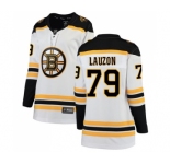 Women's Boston Bruins #79 Jeremy Lauzon Authentic White Away Fanatics Branded Breakaway Hockey Jersey
