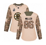 Women's Boston Bruins #86 Kevan Miller Authentic Camo Veterans Day Practice 2019 Stanley Cup Final Bound Hockey Jersey