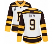 Women's Boston Bruins #9 Johnny Bucyk Authentic White Winter Classic 2019 Stanley Cup Final Bound Hockey Jersey