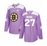 Youth Adidas Boston Bruins #27 John Moore Authentic Purple Fights Cancer Practice NHL Jersey