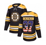 Youth Adidas Boston Bruins #37 Patrice Bergeron Authentic Black USA Flag Fashion NHL Jersey