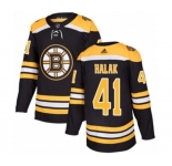 Youth Adidas Boston Bruins #41 Jaroslav Halak Authentic Black Home NHL Jersey