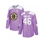 Youth Adidas Boston Bruins #46 David Krejci Purple Authentic Fights Cancer Stitched NHL Jersey